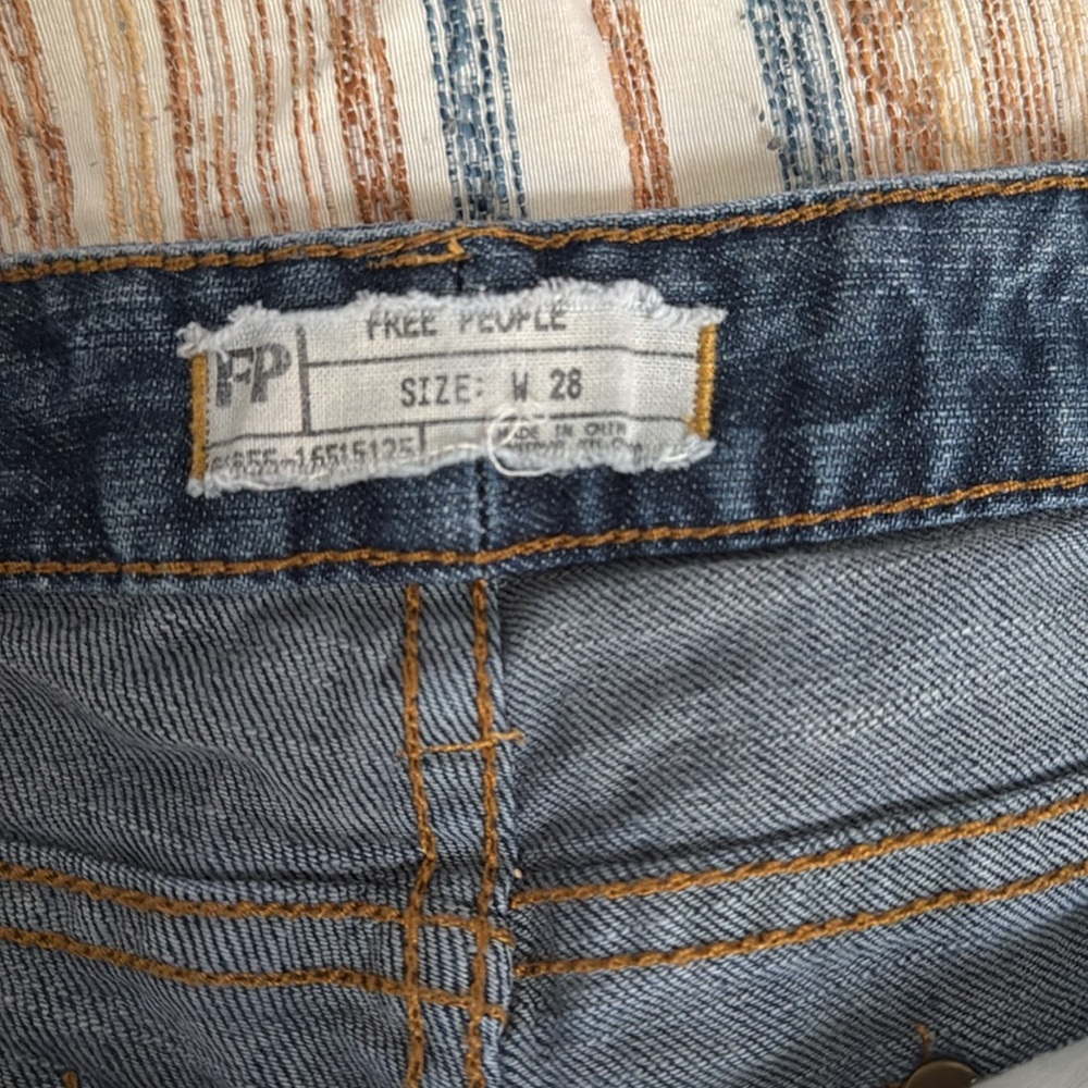 Free People Distressed Jean Cut Off Short Shorts - Picture 3 of 3